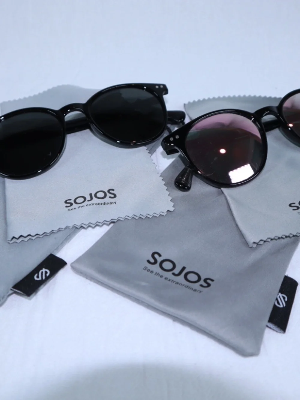 Pair of 2 SOJOS Small Round Classic Polarized Sunglasses for Women UV400 Lens
